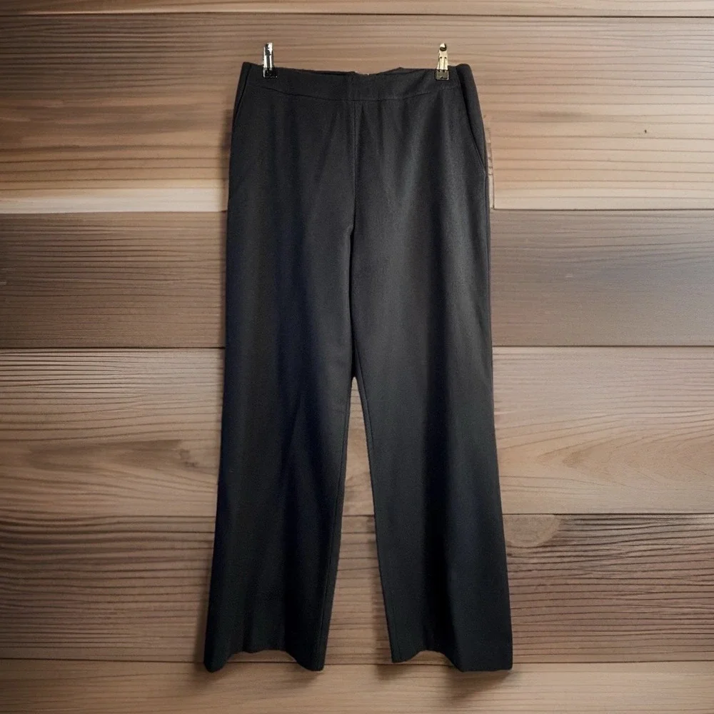 Anne Klein Wool/Cashmere Wide Leg Dress Pants 12 Navy Blue Timeless NWT